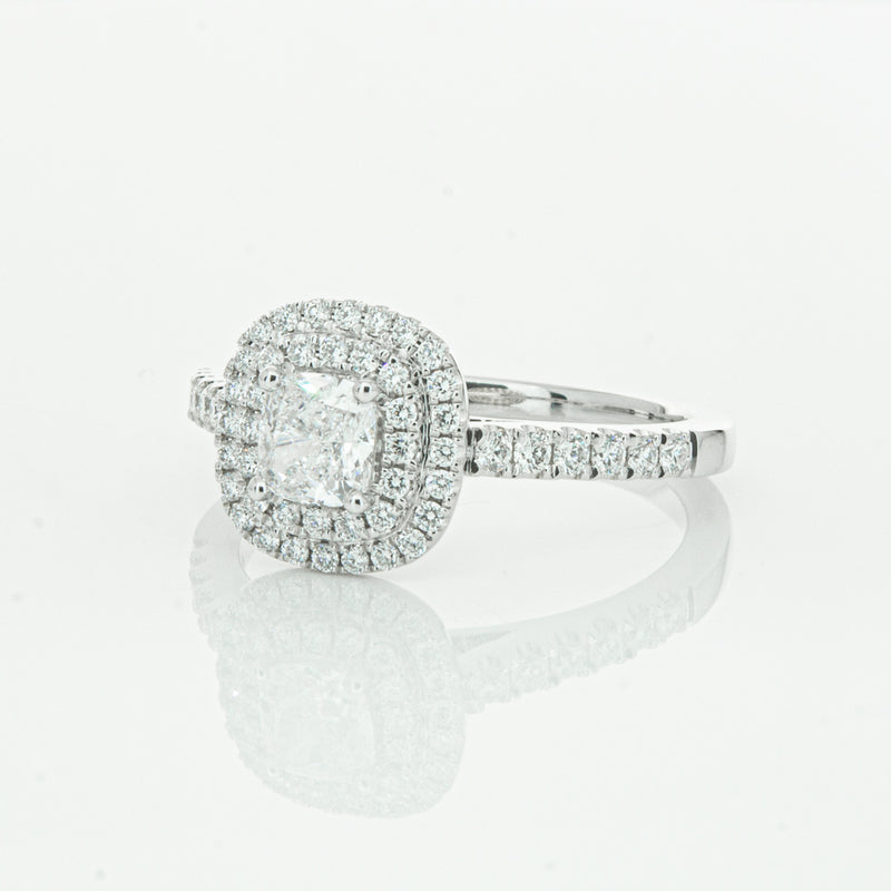 18ct White Gold .51ct Cushion Cut Diamond Rosa Ring-Ring-Walker & Hall