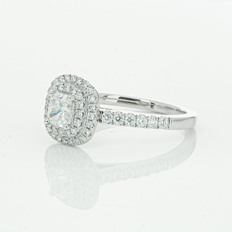 18ct White Gold .51ct Cushion Cut Diamond Rosa Ring-Ring-Walker & Hall