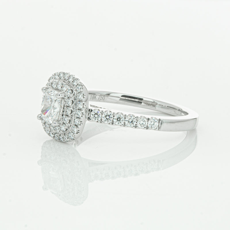 18ct White Gold .51ct Cushion Cut Diamond Rosa Ring-Ring-Walker & Hall