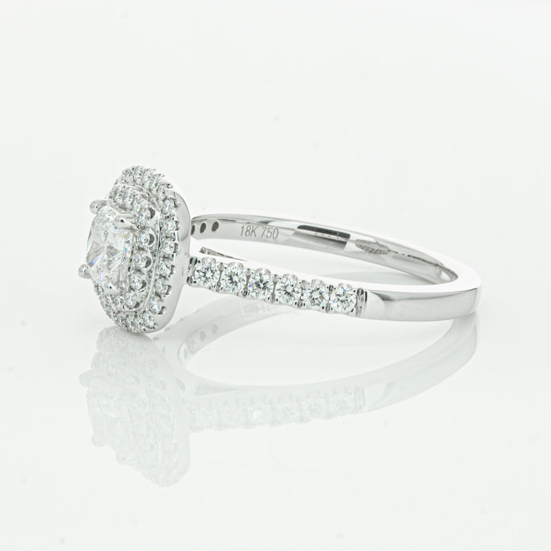 18ct White Gold .51ct Cushion Cut Diamond Rosa Ring-Ring-Walker & Hall