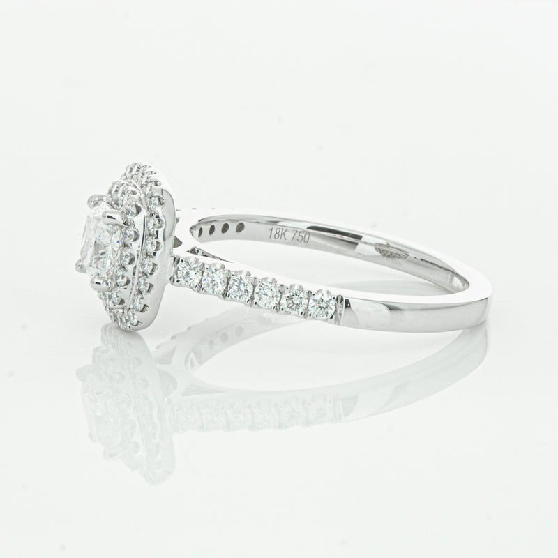 18ct White Gold .51ct Cushion Cut Diamond Rosa Ring-Ring-Walker & Hall