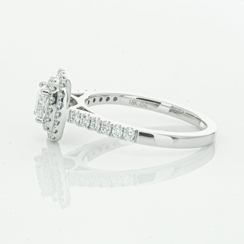 18ct White Gold .51ct Cushion Cut Diamond Rosa Ring-Ring-Walker & Hall