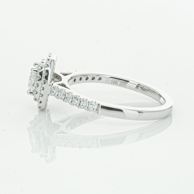 18ct White Gold .51ct Cushion Cut Diamond Rosa Ring-Ring-Walker & Hall