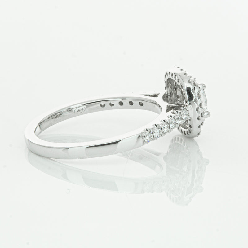 18ct White Gold .51ct Cushion Cut Diamond Rosa Ring-Ring-Walker & Hall