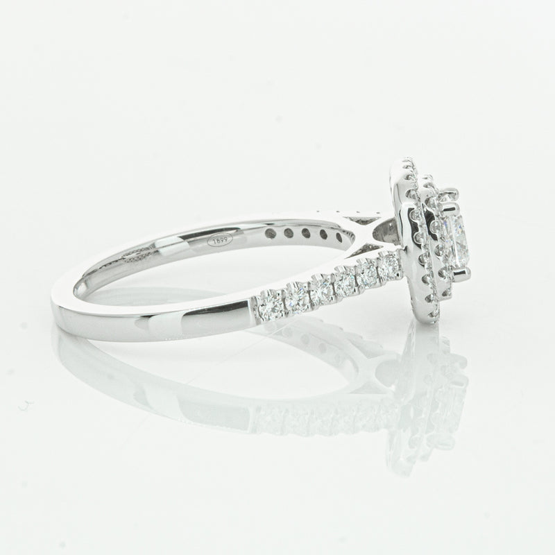 18ct White Gold .51ct Cushion Cut Diamond Rosa Ring-Ring-Walker & Hall