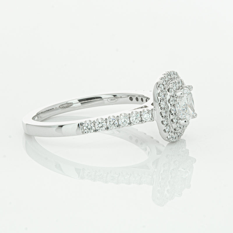 18ct White Gold .51ct Cushion Cut Diamond Rosa Ring-Ring-Walker & Hall