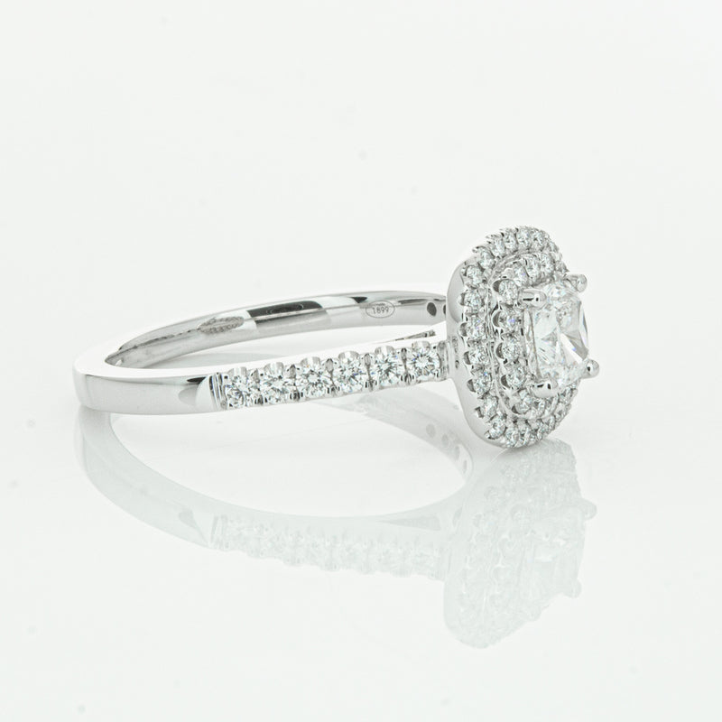 18ct White Gold .51ct Cushion Cut Diamond Rosa Ring-Ring-Walker & Hall