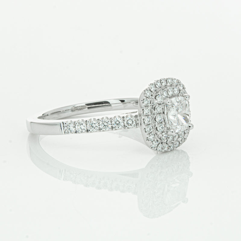 18ct White Gold .51ct Cushion Cut Diamond Rosa Ring-Ring-Walker & Hall