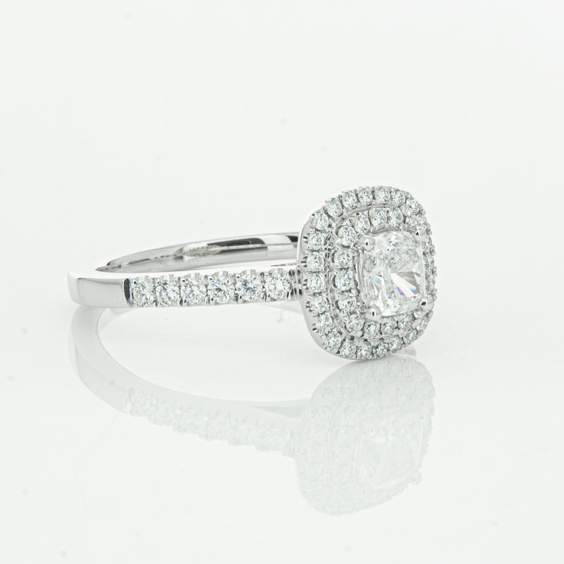 18ct White Gold .51ct Cushion Cut Diamond Rosa Ring-Ring-Walker & Hall