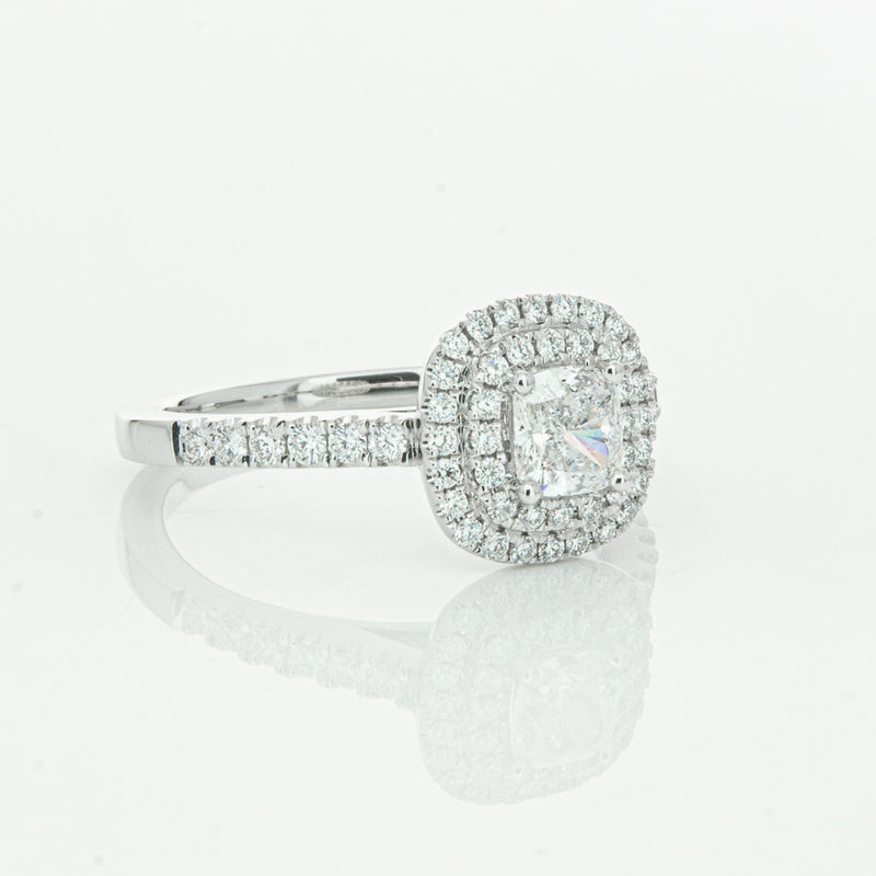 18ct White Gold .51ct Cushion Cut Diamond Rosa Ring-Ring-Walker & Hall