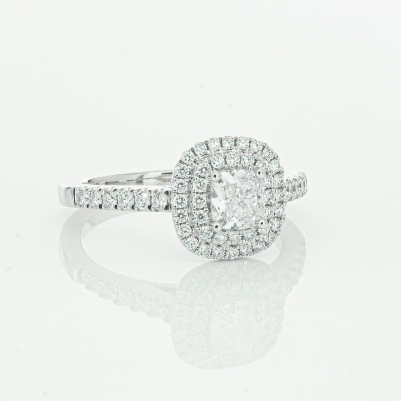 18ct White Gold .51ct Cushion Cut Diamond Rosa Ring-Ring-Walker & Hall