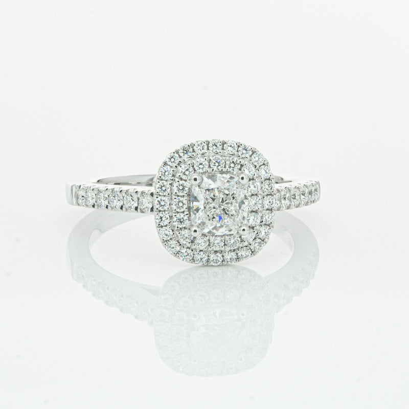 18ct White Gold .51ct Cushion Cut Diamond Rosa Ring-Ring-Walker & Hall