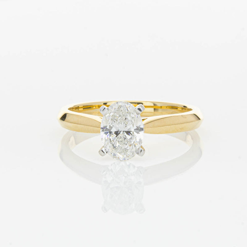 18ct Yellow Gold 1.00ct Oval Cut Diamond Venetian Ring-Ring-Walker & Hall