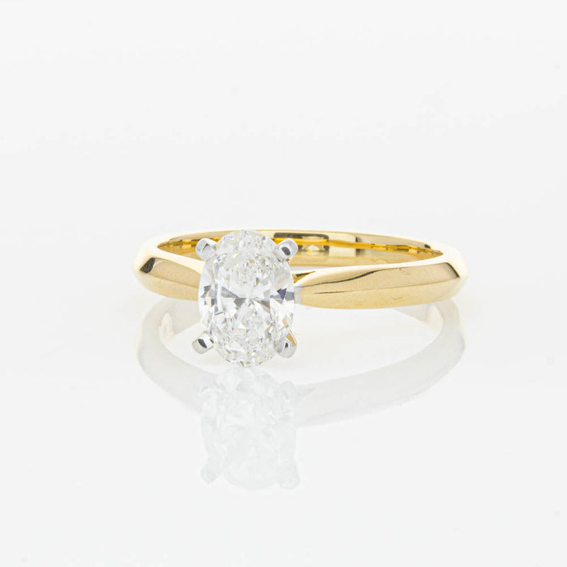 18ct Yellow Gold 1.00ct Oval Cut Diamond Venetian Ring-Ring-Walker & Hall