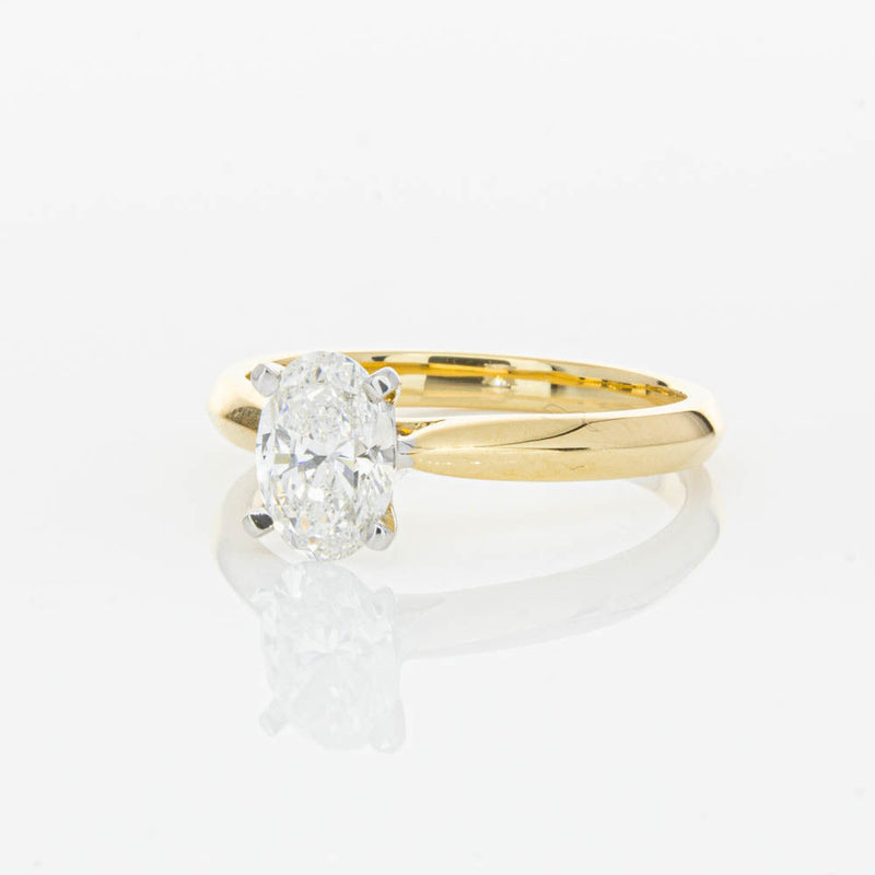 18ct Yellow Gold 1.00ct Oval Cut Diamond Venetian Ring-Ring-Walker & Hall