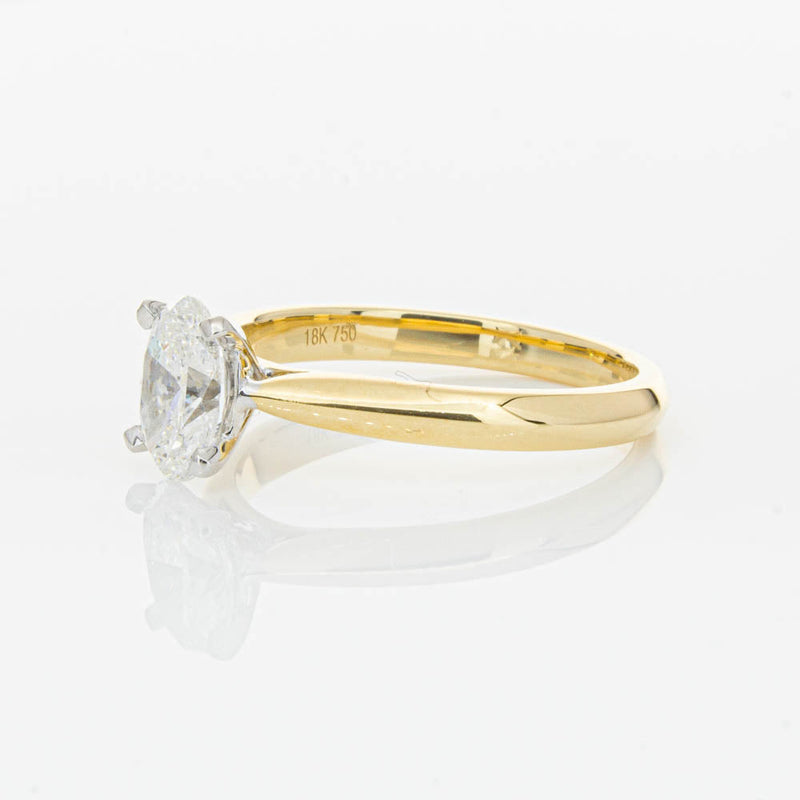 18ct Yellow Gold 1.00ct Oval Cut Diamond Venetian Ring-Ring-Walker & Hall