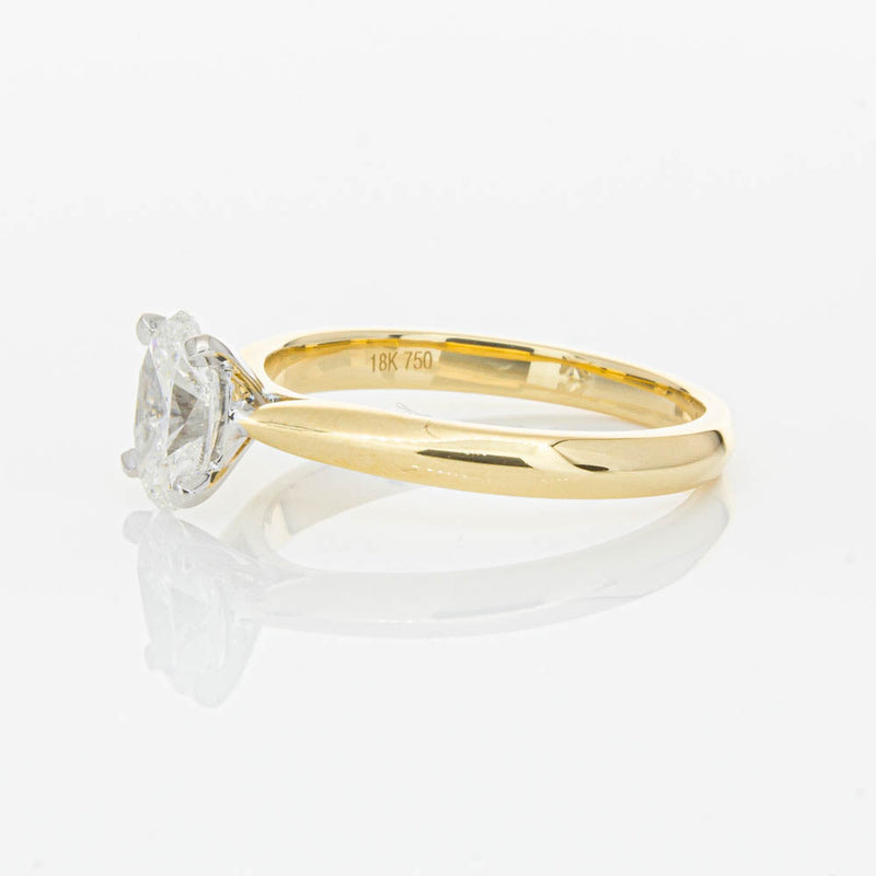 18ct Yellow Gold 1.00ct Oval Cut Diamond Venetian Ring-Ring-Walker & Hall