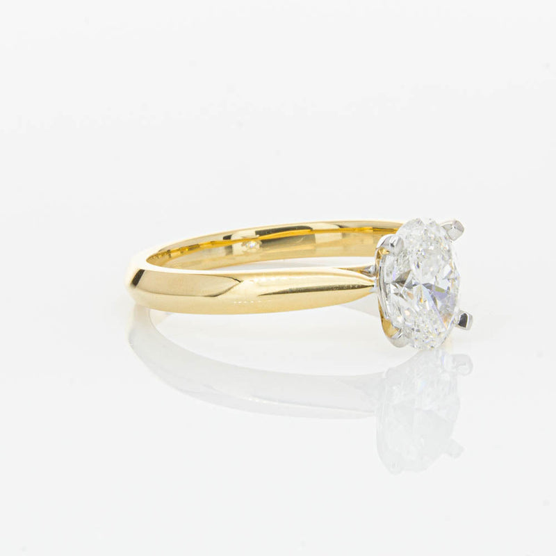 18ct Yellow Gold 1.00ct Oval Cut Diamond Venetian Ring-Ring-Walker & Hall