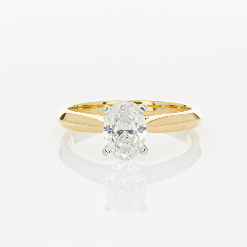 18ct Yellow Gold 1.00ct Oval Cut Diamond Venetian Ring-Ring-Walker & Hall