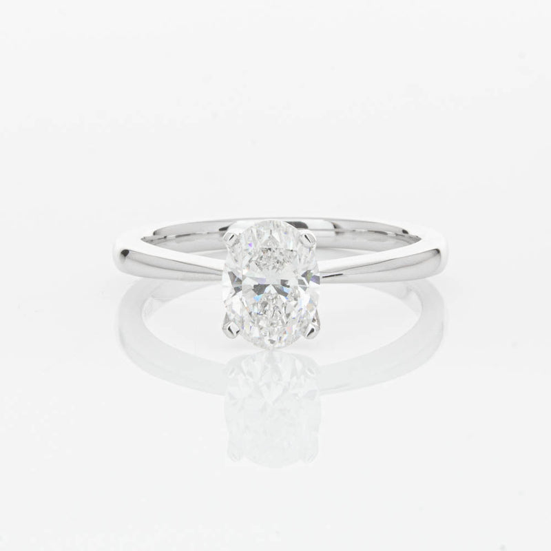 18ct White Gold 1.00ct Oval Cut Diamond Royale Ring-Ring-Walker & Hall