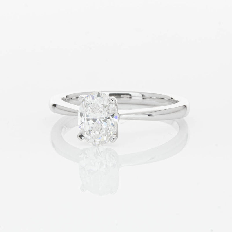 18ct White Gold 1.00ct Oval Cut Diamond Royale Ring-Ring-Walker & Hall