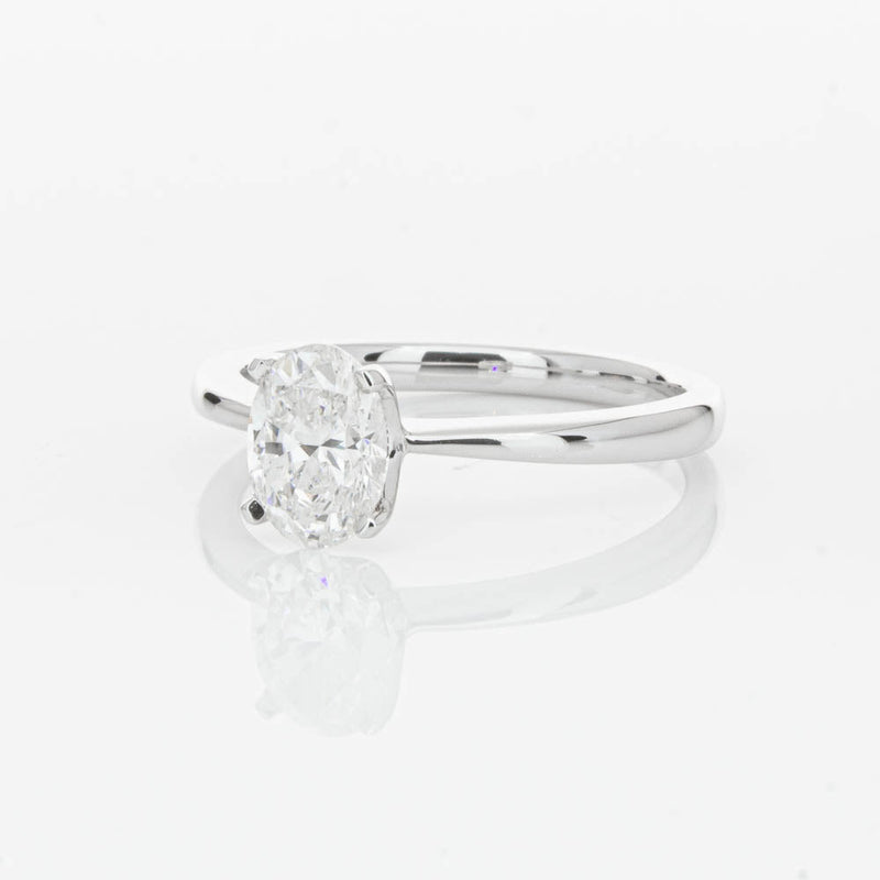 18ct White Gold 1.00ct Oval Cut Diamond Royale Ring-Ring-Walker & Hall