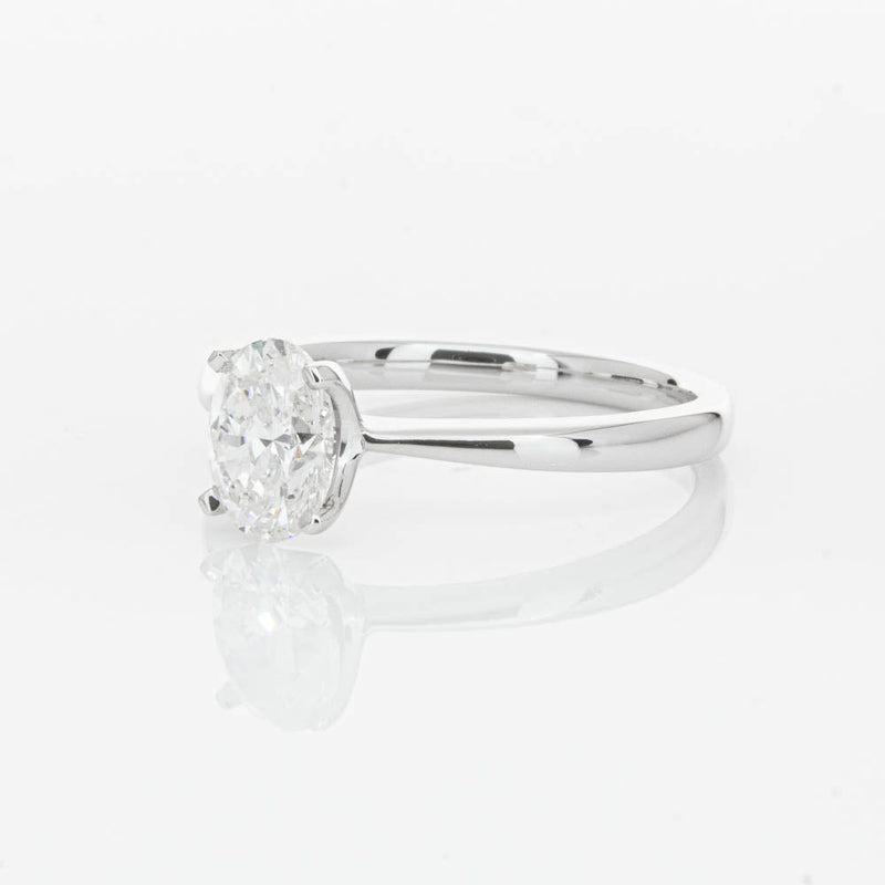 18ct White Gold 1.00ct Oval Cut Diamond Royale Ring-Ring-Walker & Hall