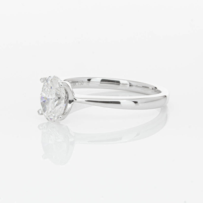 18ct White Gold 1.00ct Oval Cut Diamond Royale Ring-Ring-Walker & Hall