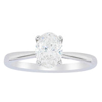 18ct White Gold 1.00ct Oval Cut Diamond Royale Ring-Ring-Walker & Hall