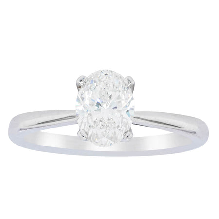 18ct White Gold 1.00ct Oval Cut Diamond Royale Ring-Ring-Walker & Hall