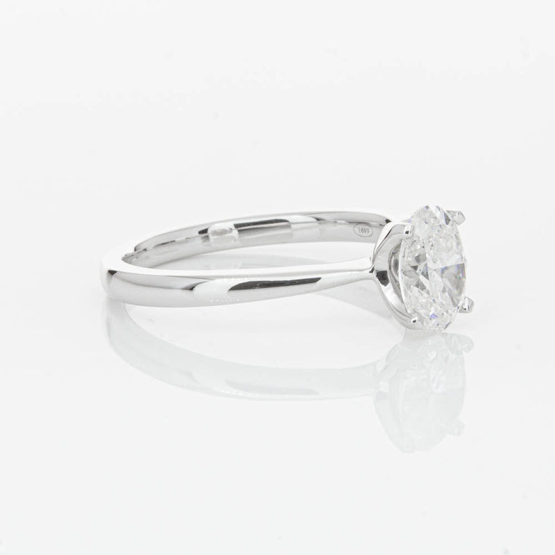 18ct White Gold 1.00ct Oval Cut Diamond Royale Ring-Ring-Walker & Hall