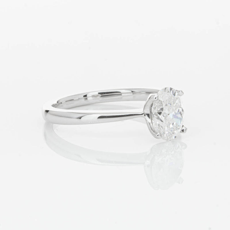 18ct White Gold 1.00ct Oval Cut Diamond Royale Ring-Ring-Walker & Hall