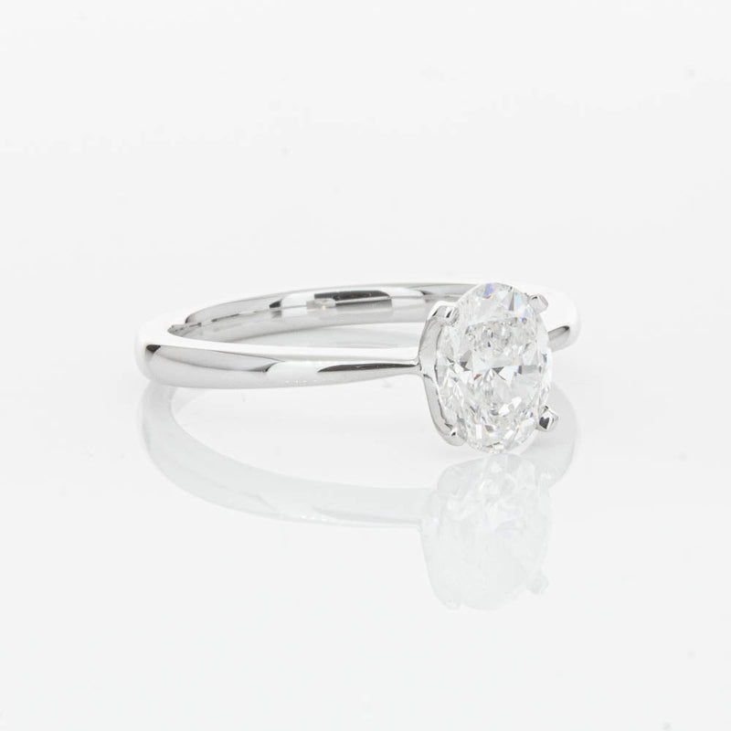 18ct White Gold 1.00ct Oval Cut Diamond Royale Ring-Ring-Walker & Hall