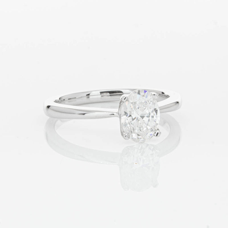 18ct White Gold 1.00ct Oval Cut Diamond Royale Ring-Ring-Walker & Hall