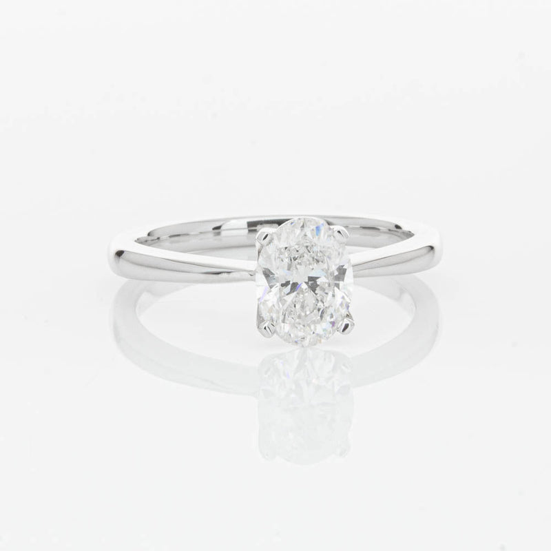 18ct White Gold 1.00ct Oval Cut Diamond Royale Ring-Ring-Walker & Hall