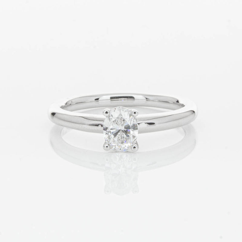 18ct White Gold Oval Cut Diamond Ring-Ring-Walker & Hall