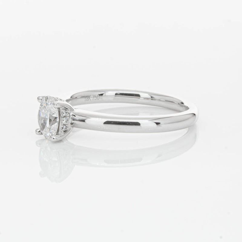 18ct White Gold Oval Cut Diamond Ring-Ring-Walker & Hall