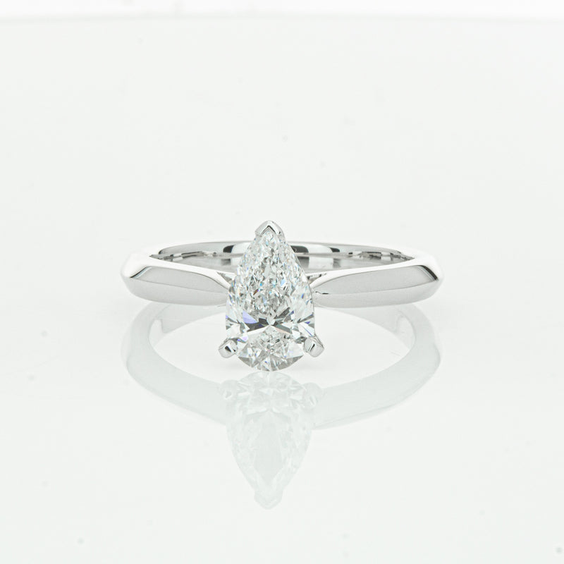 18ct White Gold 1.00ct Pear Cut Diamond Venetian Ring-Ring-Walker & Hall