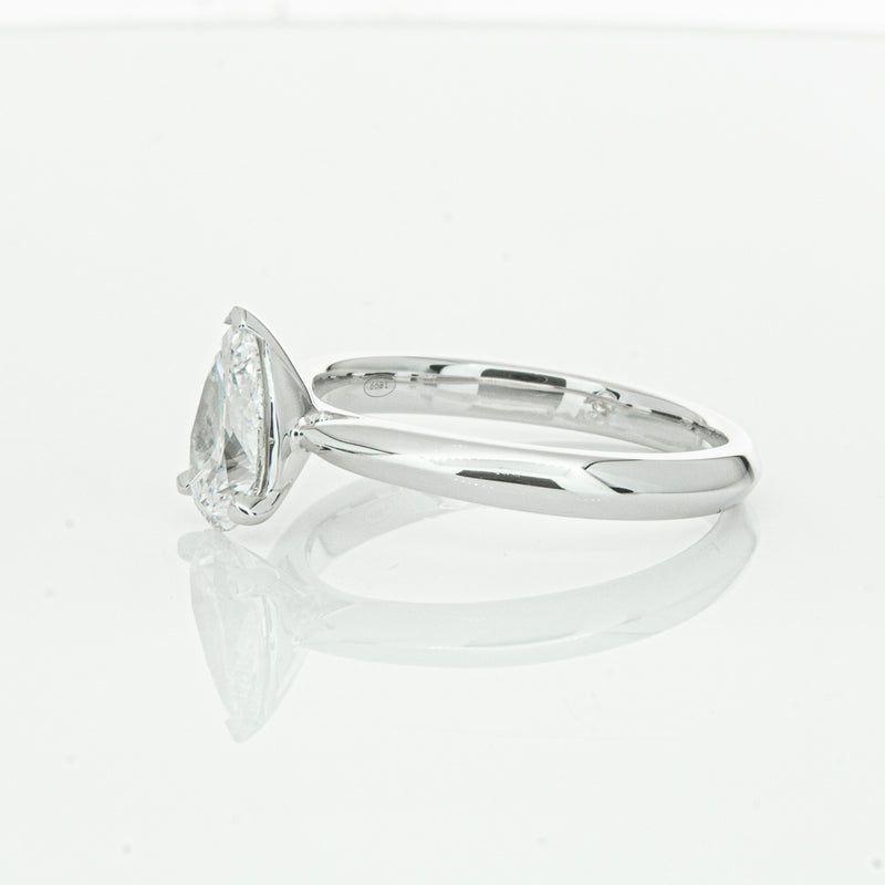 18ct White Gold 1.00ct Pear Cut Diamond Venetian Ring-Ring-Walker & Hall