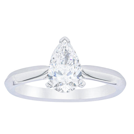 18ct White Gold 1.00ct Pear Cut Diamond Venetian Ring-Ring-Walker & Hall