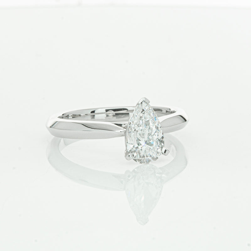 18ct White Gold 1.00ct Pear Cut Diamond Venetian Ring-Ring-Walker & Hall
