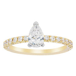 18ct Yellow Gold .50ct Pear Diamond Comet Ring - Ring - Walker & Hall