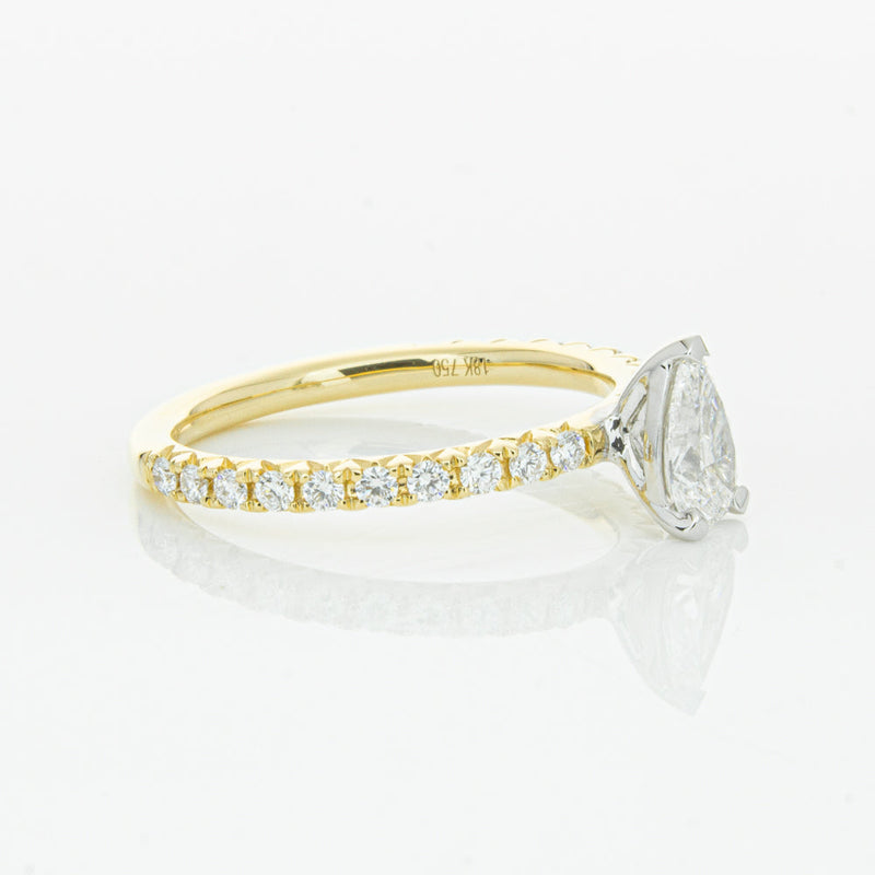 18ct Yellow Gold .50ct Pear Cut Diamond Comet Ring-Ring-Walker & Hall