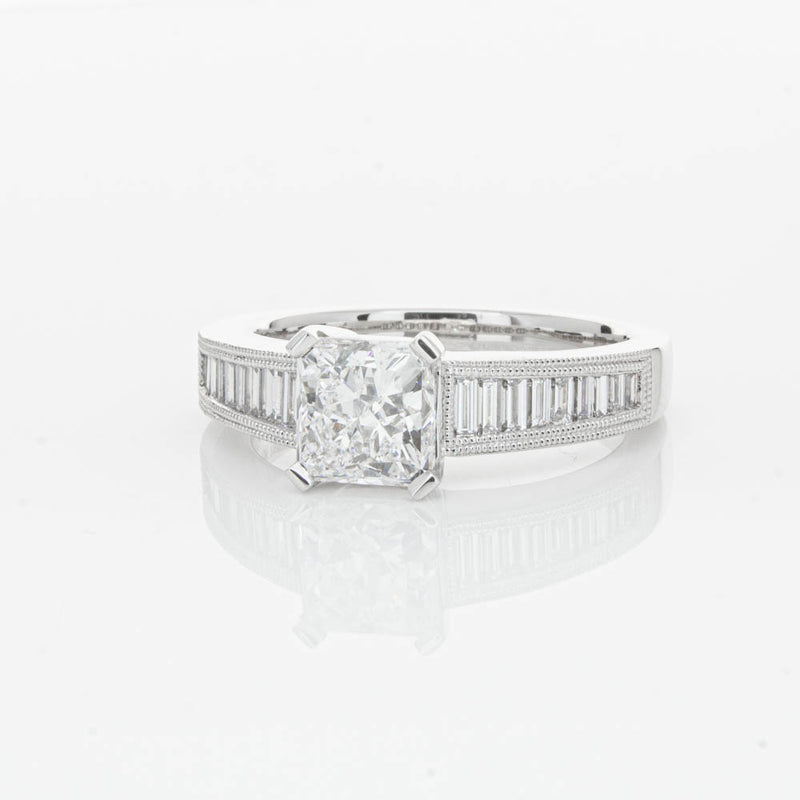 18ct White Gold 1.50ct Radiant Cut Diamond Ring-Ring-Walker & Hall
