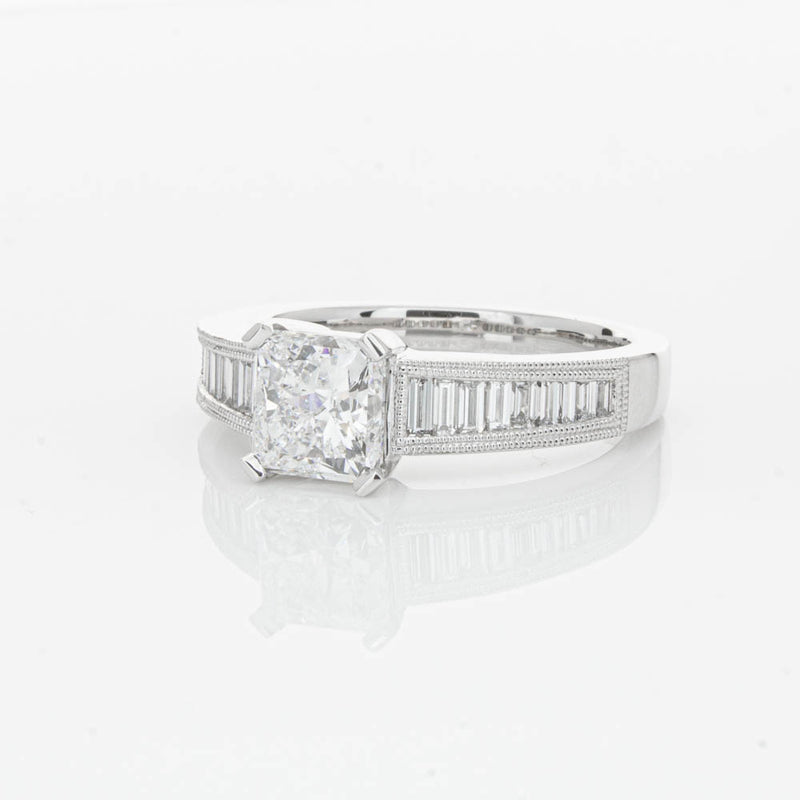 18ct White Gold 1.50ct Radiant Cut Diamond Ring-Ring-Walker & Hall
