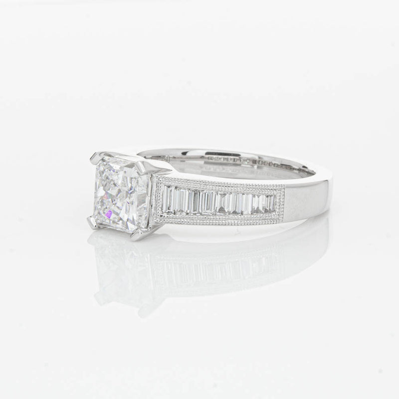18ct White Gold 1.50ct Radiant Cut Diamond Ring-Ring-Walker & Hall