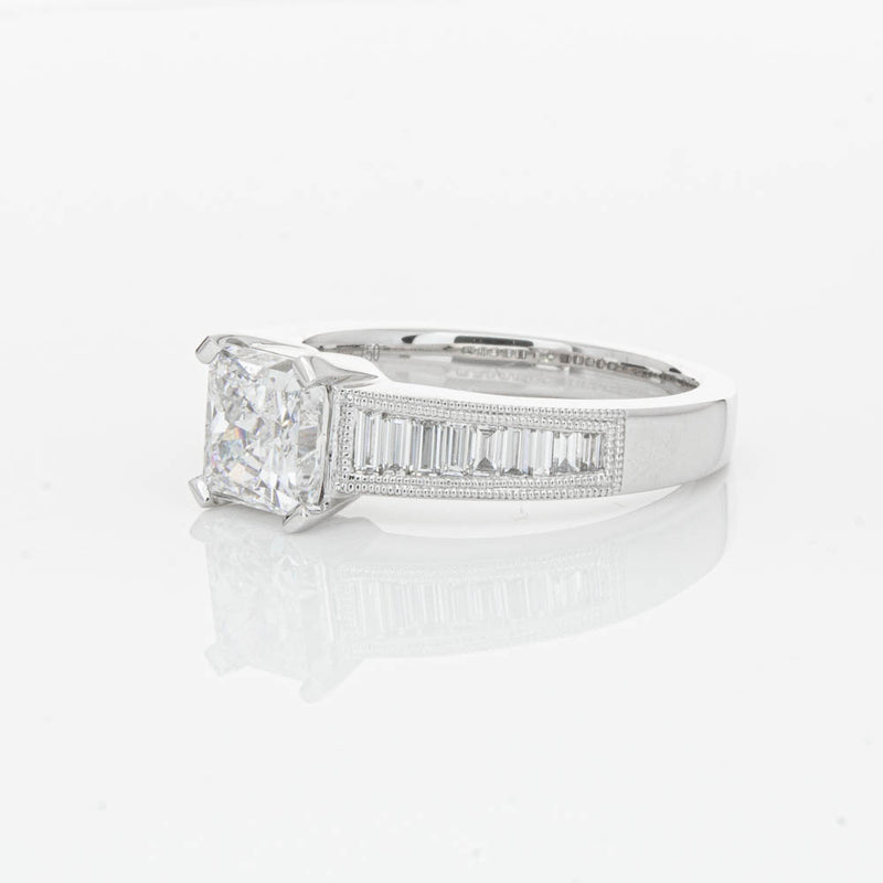 18ct White Gold 1.50ct Radiant Cut Diamond Ring-Ring-Walker & Hall