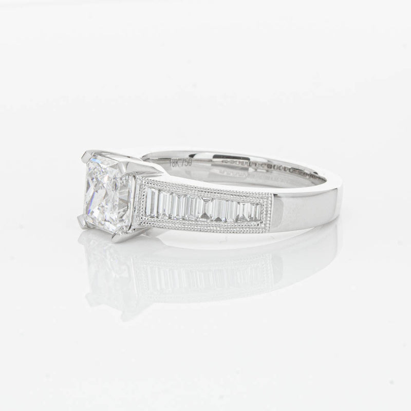 18ct White Gold 1.50ct Radiant Cut Diamond Ring-Ring-Walker & Hall