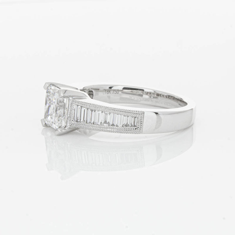 18ct White Gold 1.50ct Radiant Cut Diamond Ring-Ring-Walker & Hall
