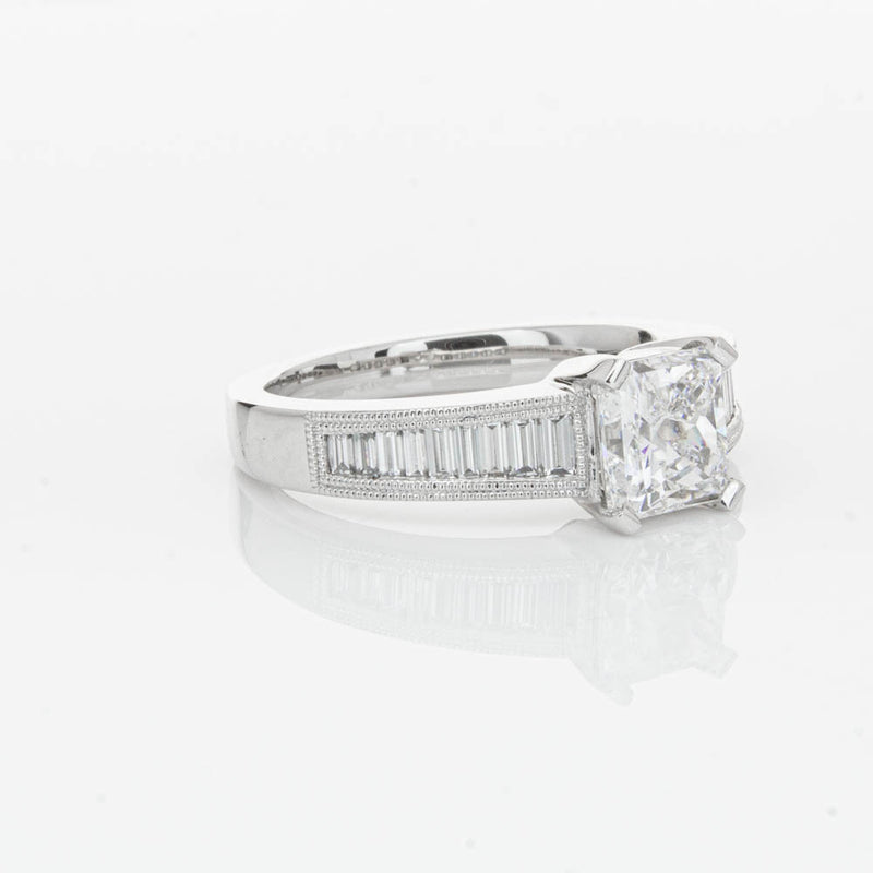 18ct White Gold 1.50ct Radiant Cut Diamond Ring-Ring-Walker & Hall